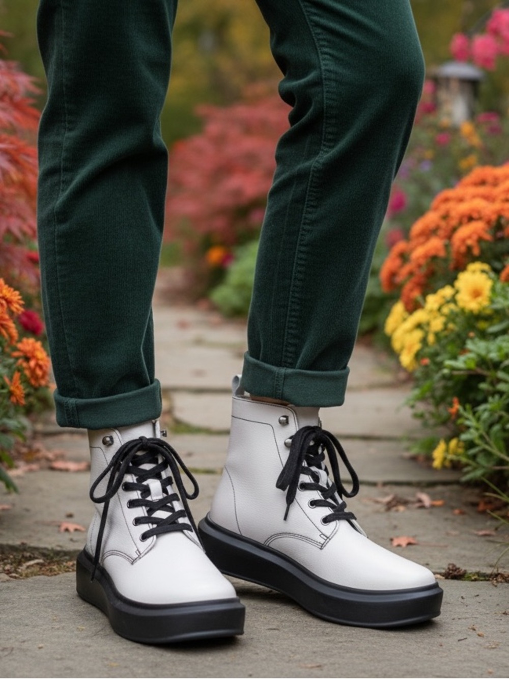 NWOT Bottero White Leather Platform Boots 10